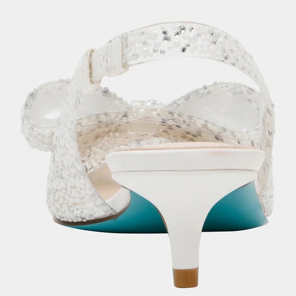 NWB$120 BETSEY JOHNSON Patti Faux Pearl Covered Slingback Kitten Heel w/ Bow 7.5 - Picture 9 of 10